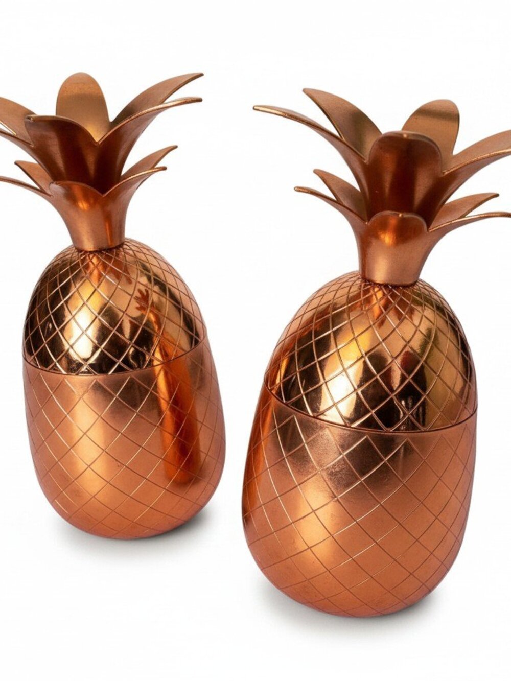 Oggi Pineapple Tumblers – Set of 2 – 12 oz – Copper‑Plated – Good Condition